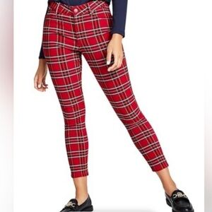 Tommy Hilfiger Women's Printed Pants Casual Red Plaid Ankle Skinny, size 2